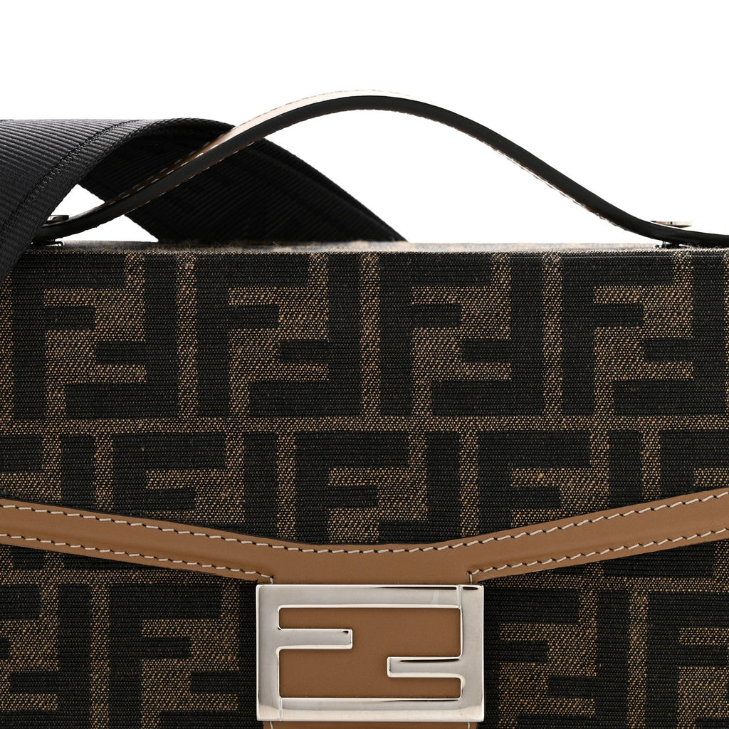 Recycled Fabric Jacquard Vitello King FF 1974 Baguette Soft Trunk Tobacco Moro Sand
