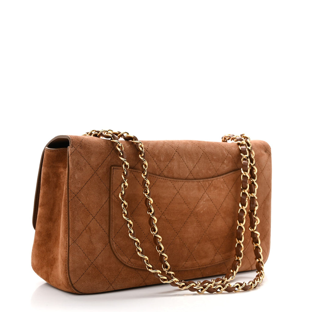 Suede Calfskin Small Souplissimo Maxi Flap Camel