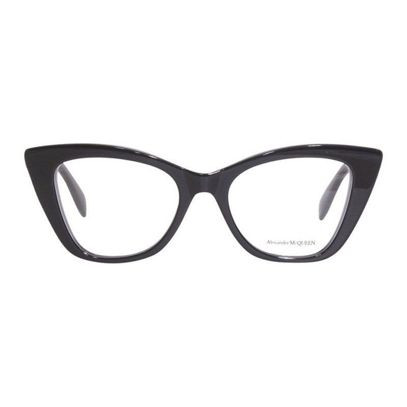 Alexander McQueen Eyeglasses Cat Eye Full Rim, Shiny Black Frame and Clear Demo Lens Lens AM0305O001