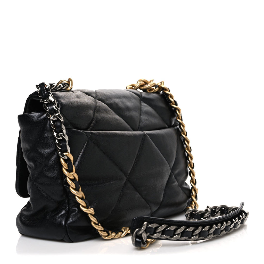 Lambskin Quilted Large Chanel 19 Flap Black