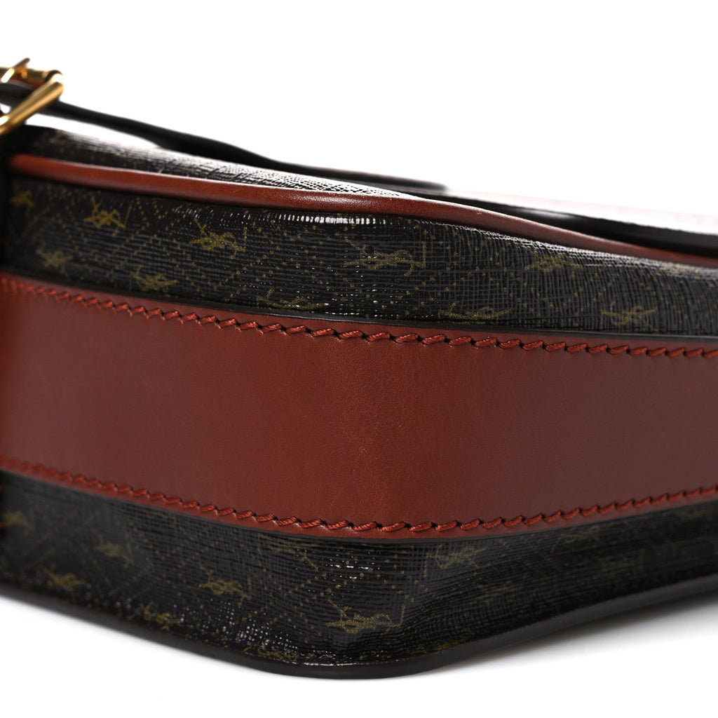 Canvas Smooth Calfskin Le Monogramme Medium Buckle Satchel Chestnut