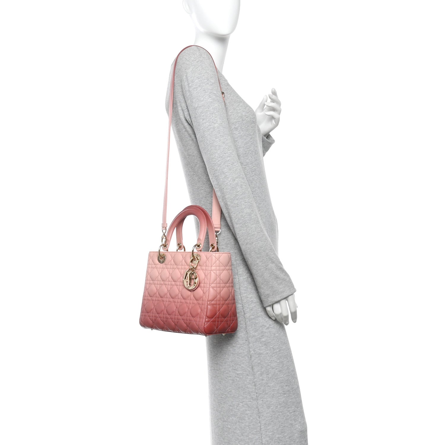 Lambskin Cannage Gradient Medium Lady Dior Pink