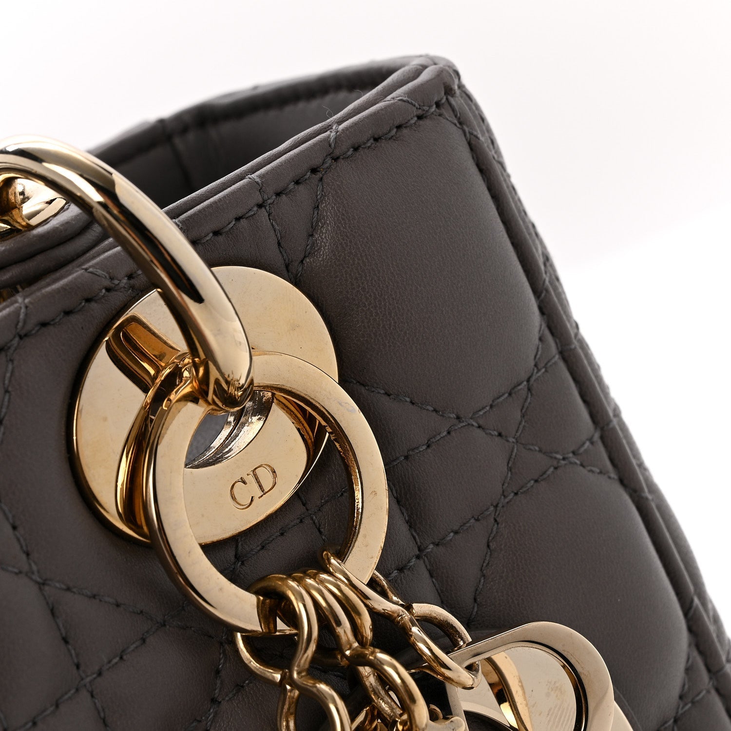 Lambskin Cannage Small Lady Dior Grey