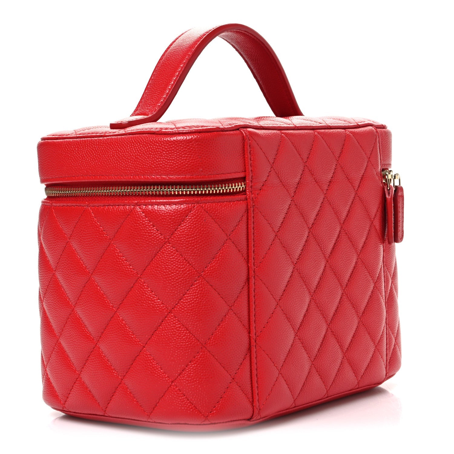 Caviar Quilted Large Vanity Pouch Red