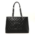 Caviar Quilted Grand Shopping Tote GST Black
