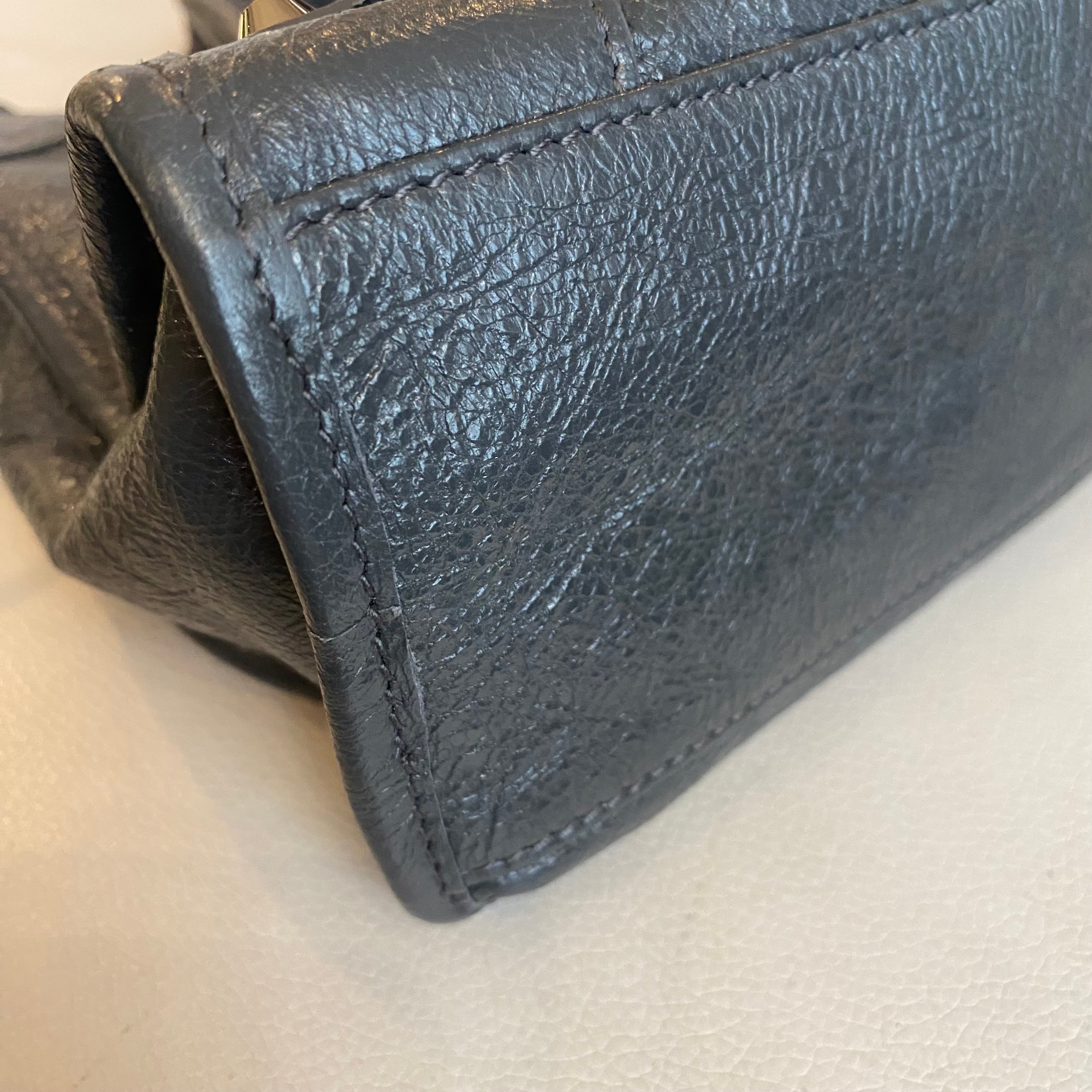 Balenciaga Le City Classic Studs Handbag Satchel Textured Leather Small Black