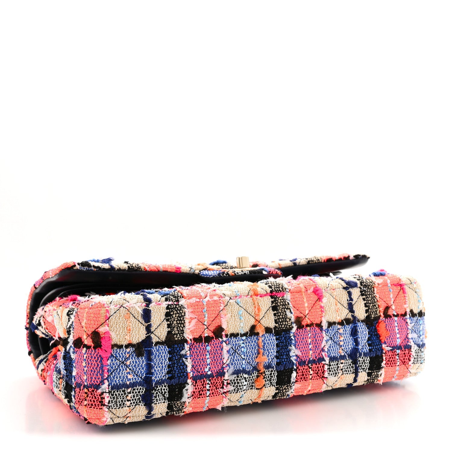Tweed Quilted Medium Double Flap Blue Orange Yellow