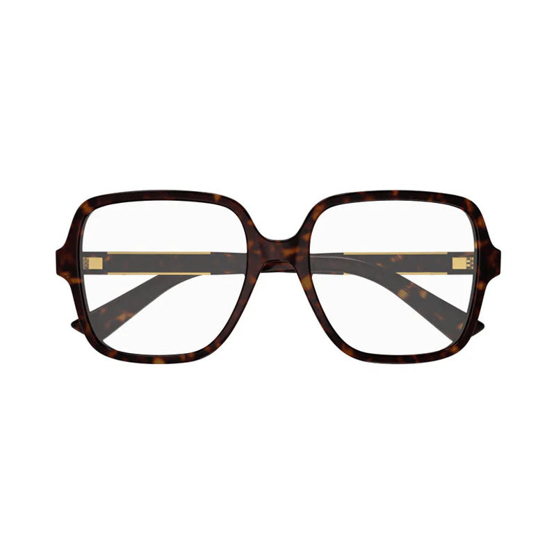 Gucci Eyeglasses Square Full Rim, Havana Frame and Clear Demo Lens Lens GG1193OA002