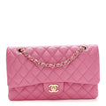 Caviar Quilted Medium Double Flap Pink