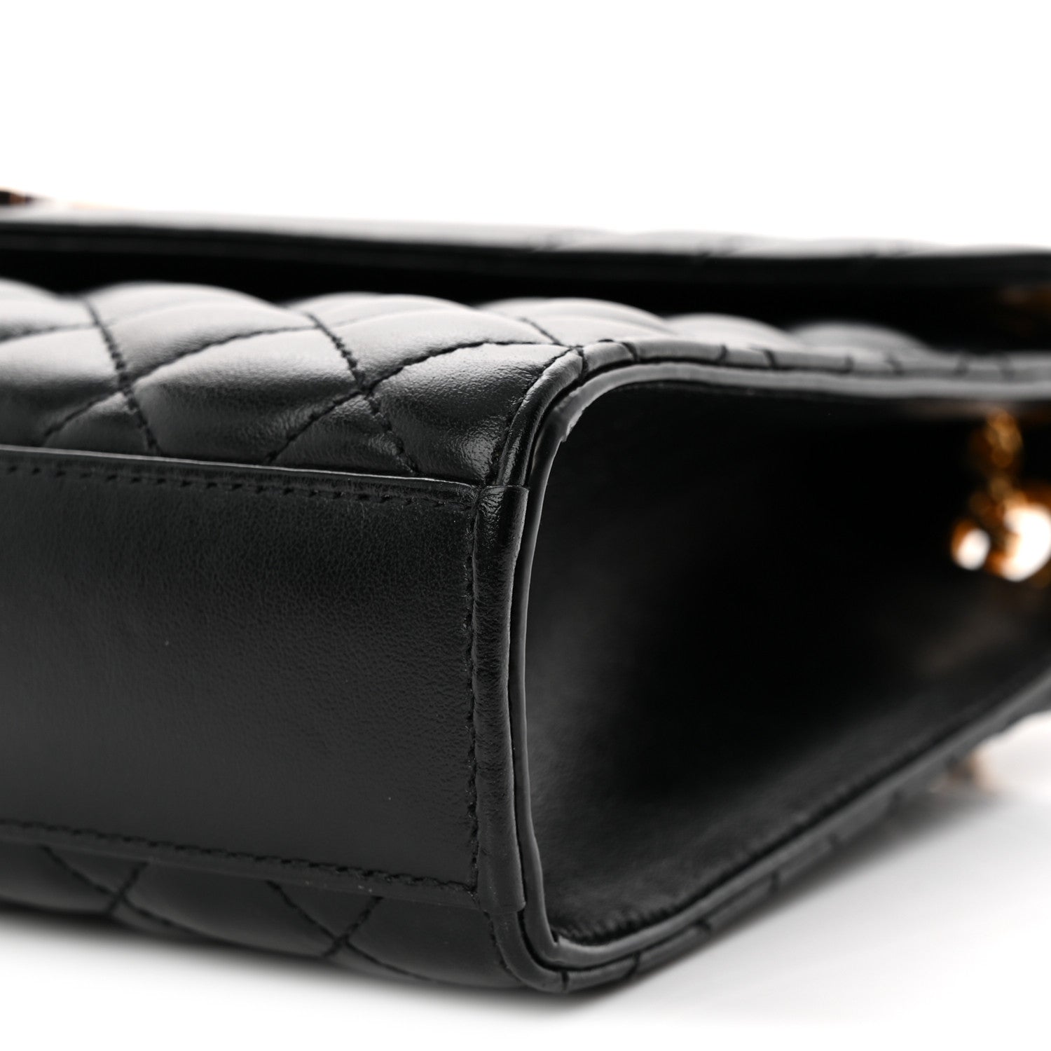 Lambskin Mixed Matelasse Triquilt Medium Monogram Satchel Black