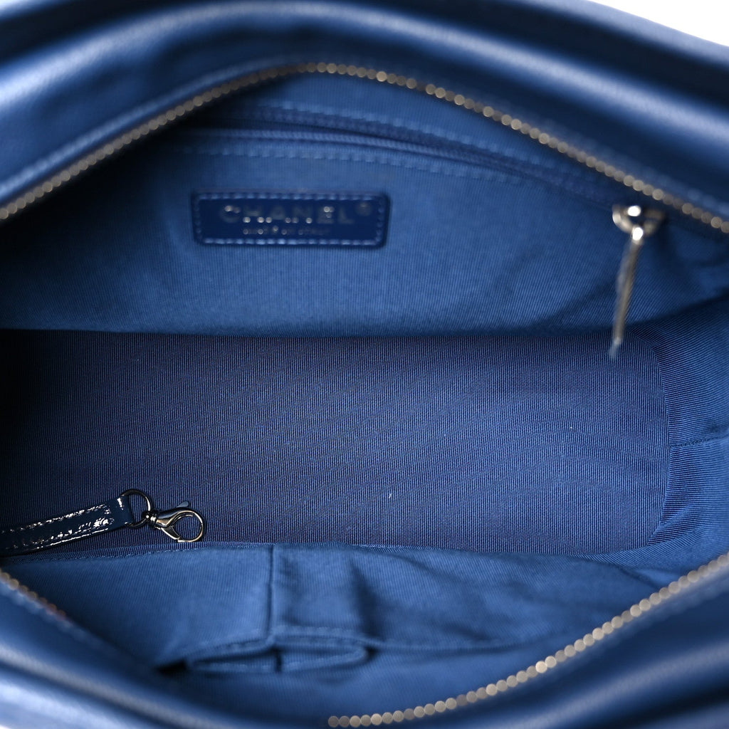 Patent Goatskin Quilted Medium Gabrielle Hobo Blue