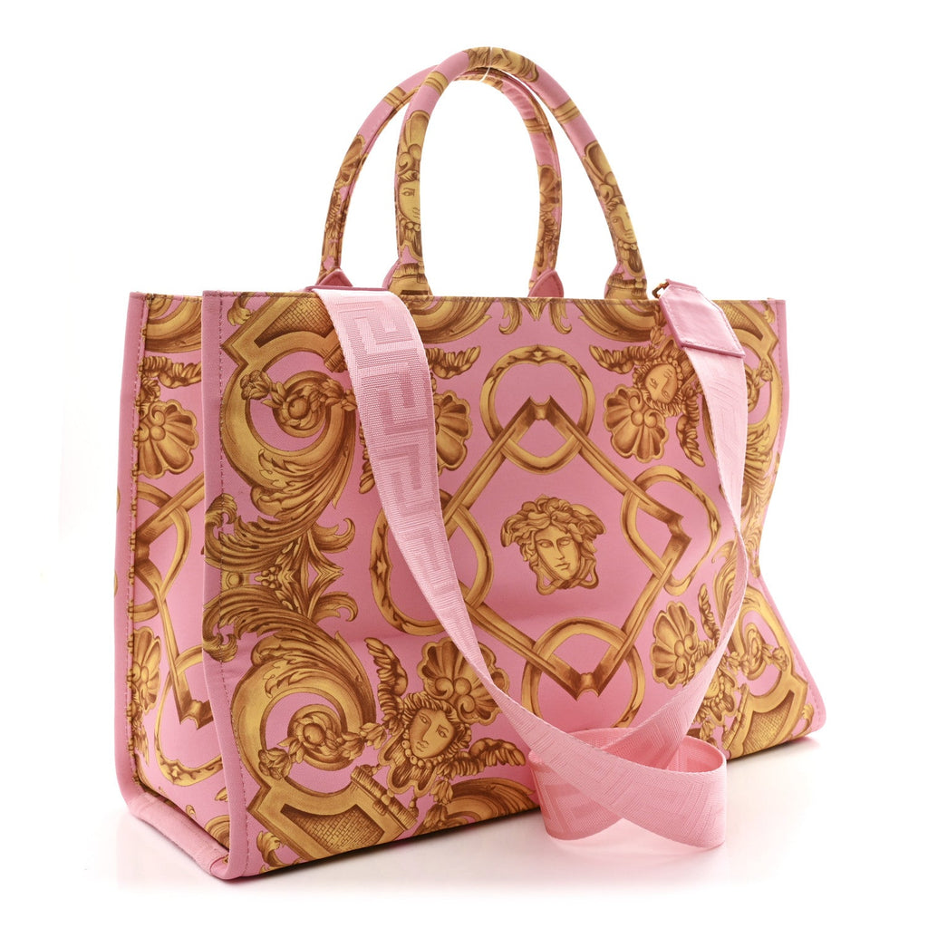 Canvas Baroque Print Medusa Large Tote Pink