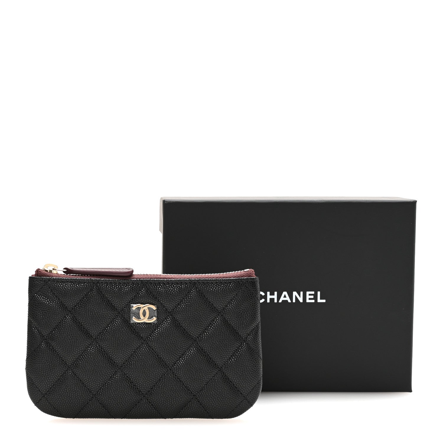 Caviar Quilted Small Cosmetic Case Black