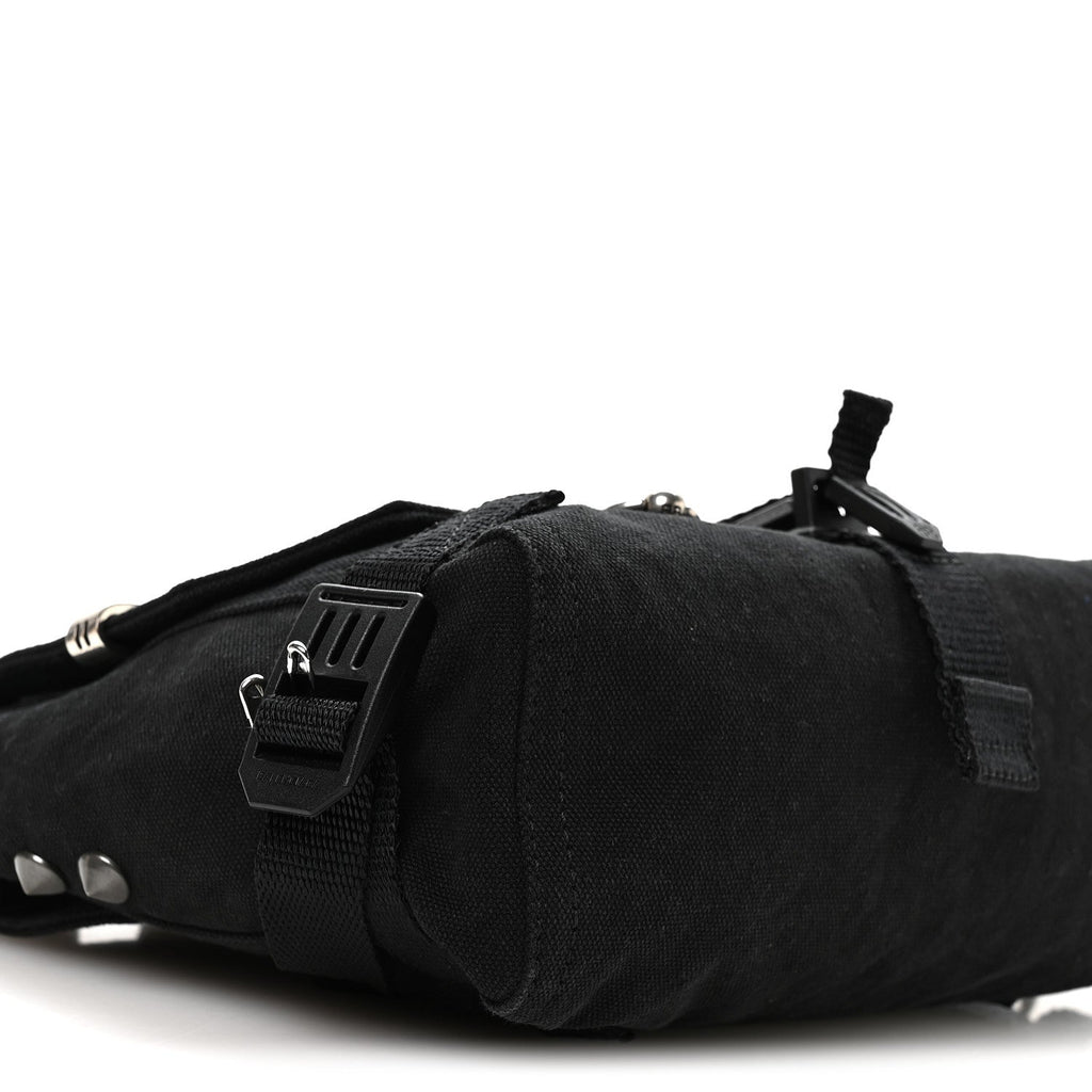 Canvas Pierced Army Messenger Bag Black