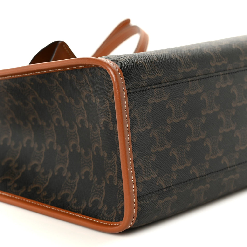 Triomphe Canvas Calfskin Mini Horizontal Cabas Tan