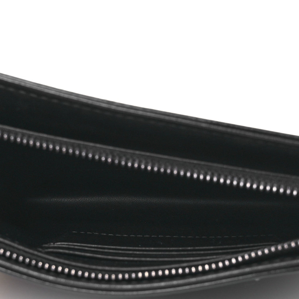 Calfskin Macrocannage Diamond Caro Zipped Pouch With Chain Black