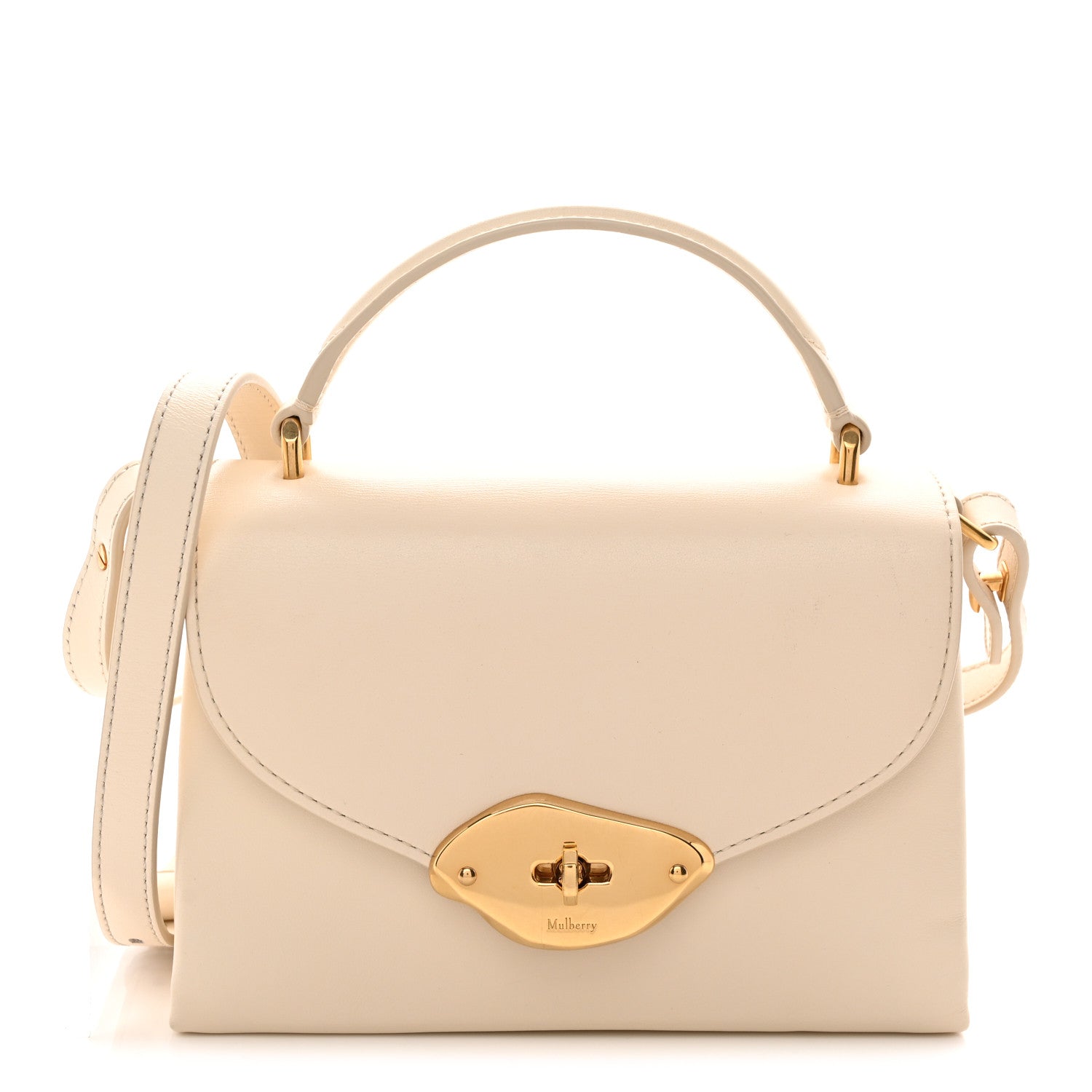High Gloss Calfskin Lana Small Top Handle Eggshell