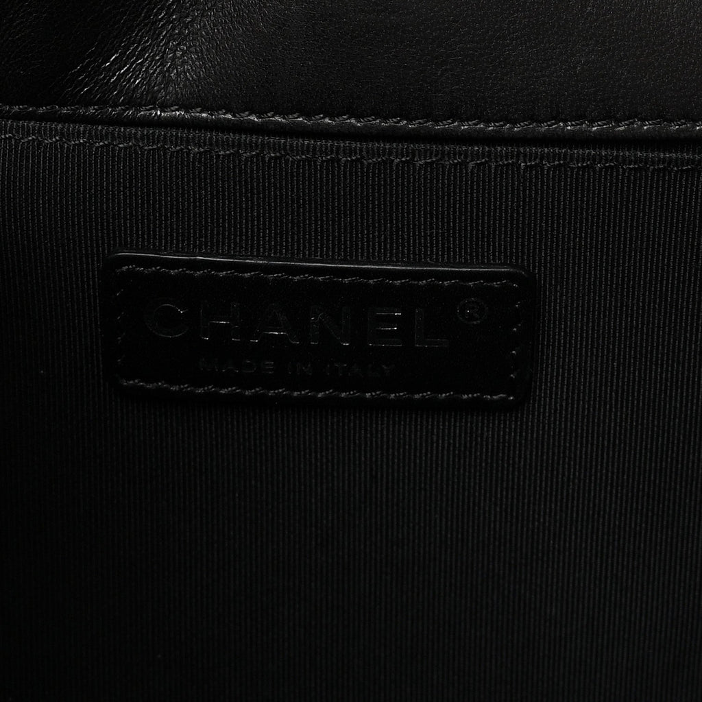 Lambskin Quilted Medium Boy Flap Black