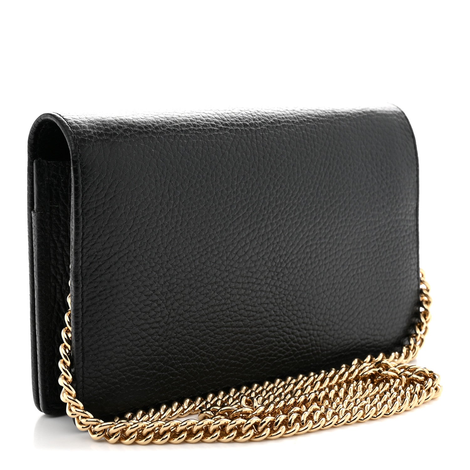 Calfskin Mini GG Marmont Chain Wallet Black