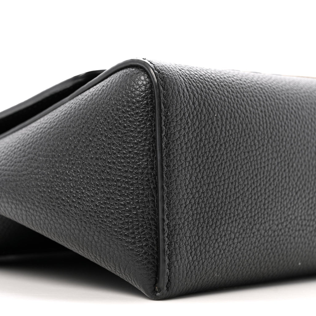Coated Canvas Calfskin Vintage Check Medium Note Crossbody Bag Black