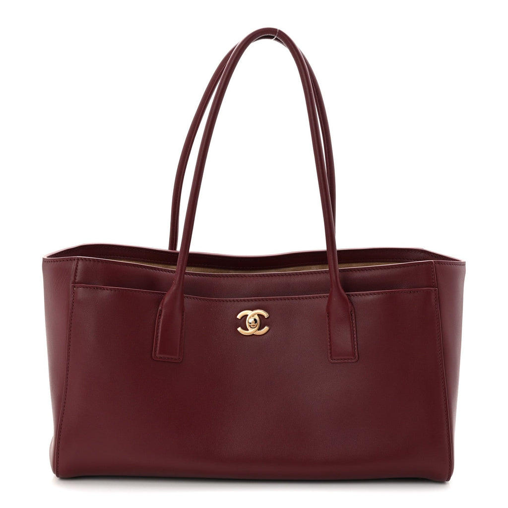 Calfskin Archetype Small Shopping Tote Dark Burgundy