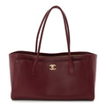 Calfskin Archetype Small Shopping Tote Dark Burgundy