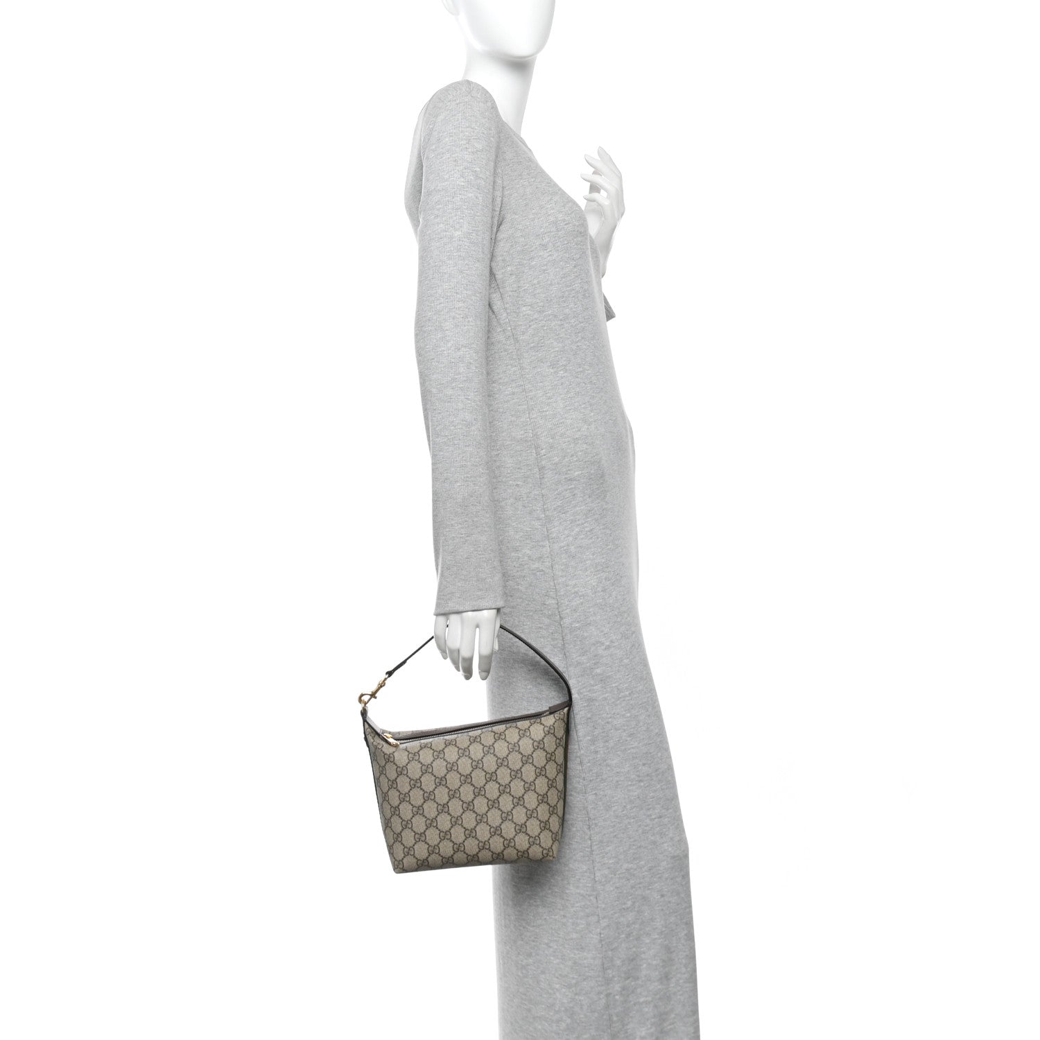 GG Supreme Monogram Textured Calfskin Web Super Mini Ophidia Shoulder Bag Beige Ebony New Acero