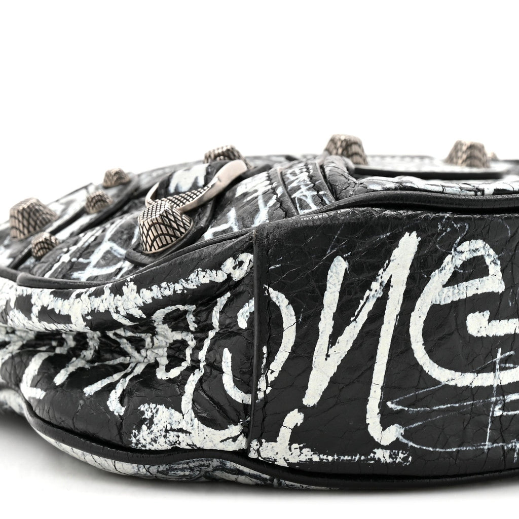 Agneau Arena Graffiti Le Cagole Shoulder Bag XS Black