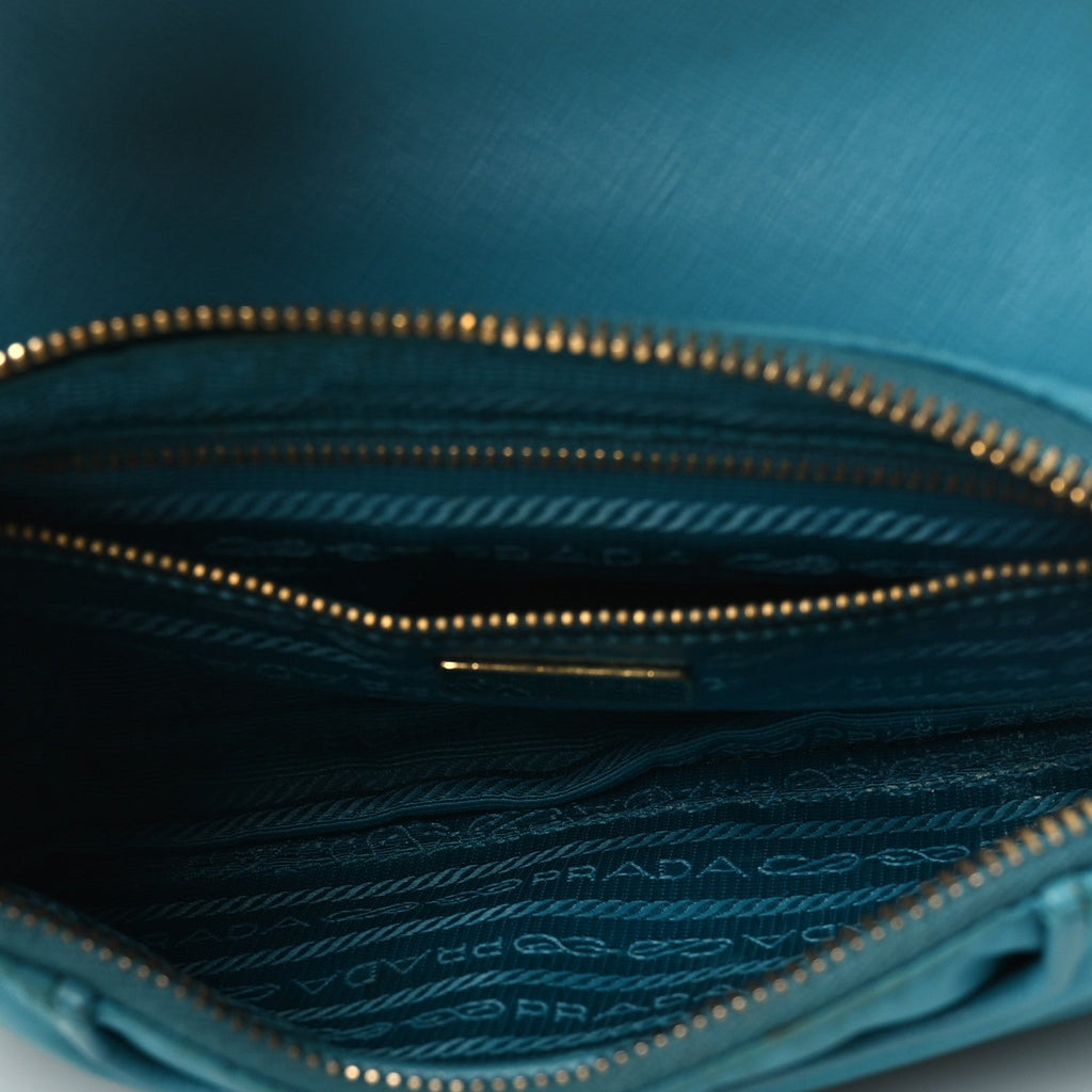 Tessuto Nylon Saffiano Crossbody Bag Turchese