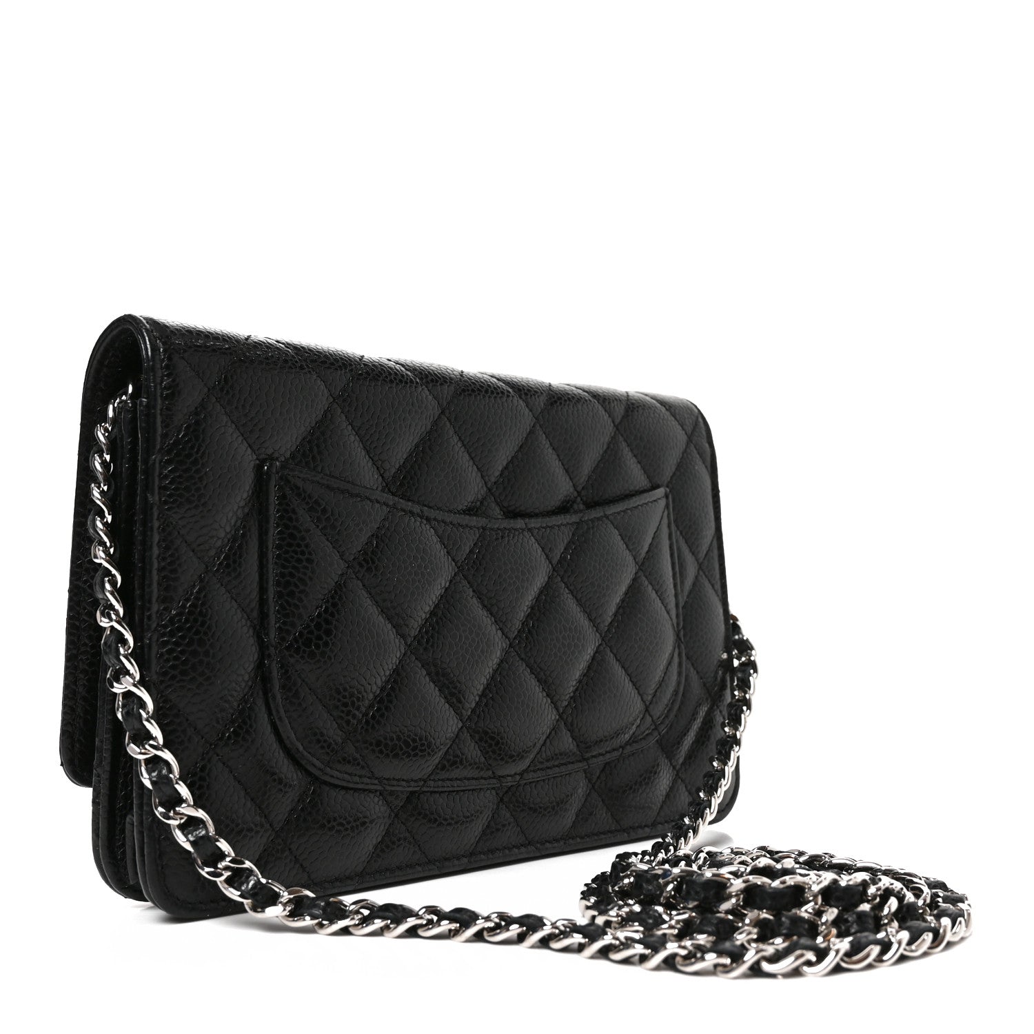 Caviar Quilted Wallet on Chain WOC Black