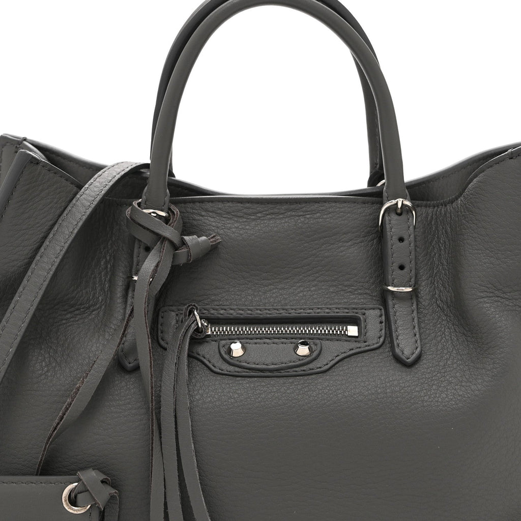 Veau Papier A6 Zip Around Tote Gris Fossile