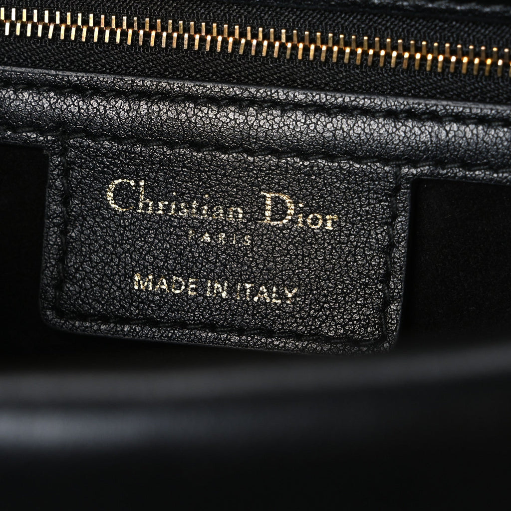 Calfskin Cannage Small Dior Jolie Top Handle Black