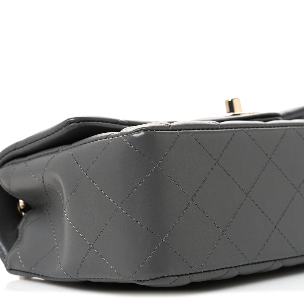 Lambskin Quilted Mini Rectangular Flap Grey