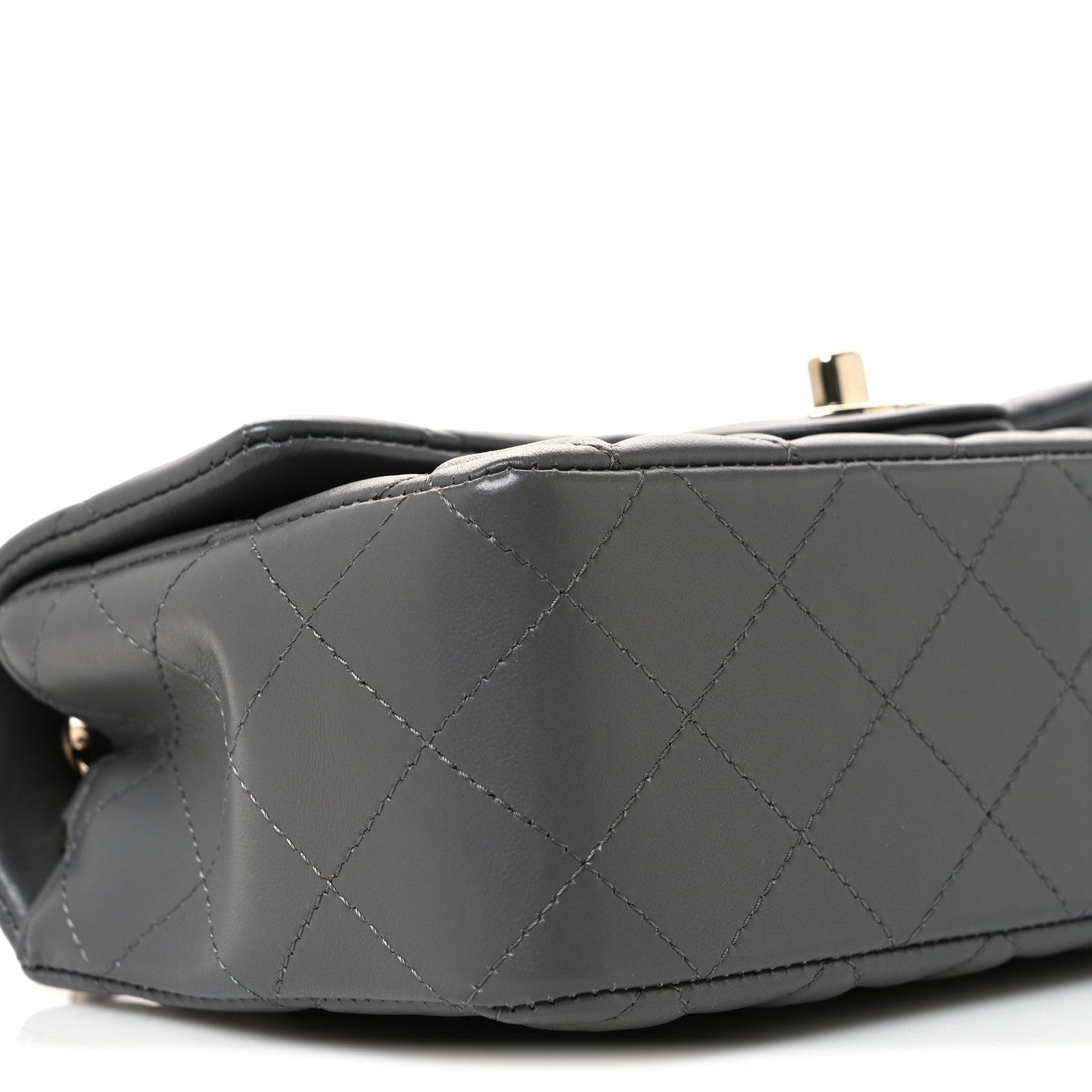 Lambskin Quilted Mini Rectangular Flap Grey