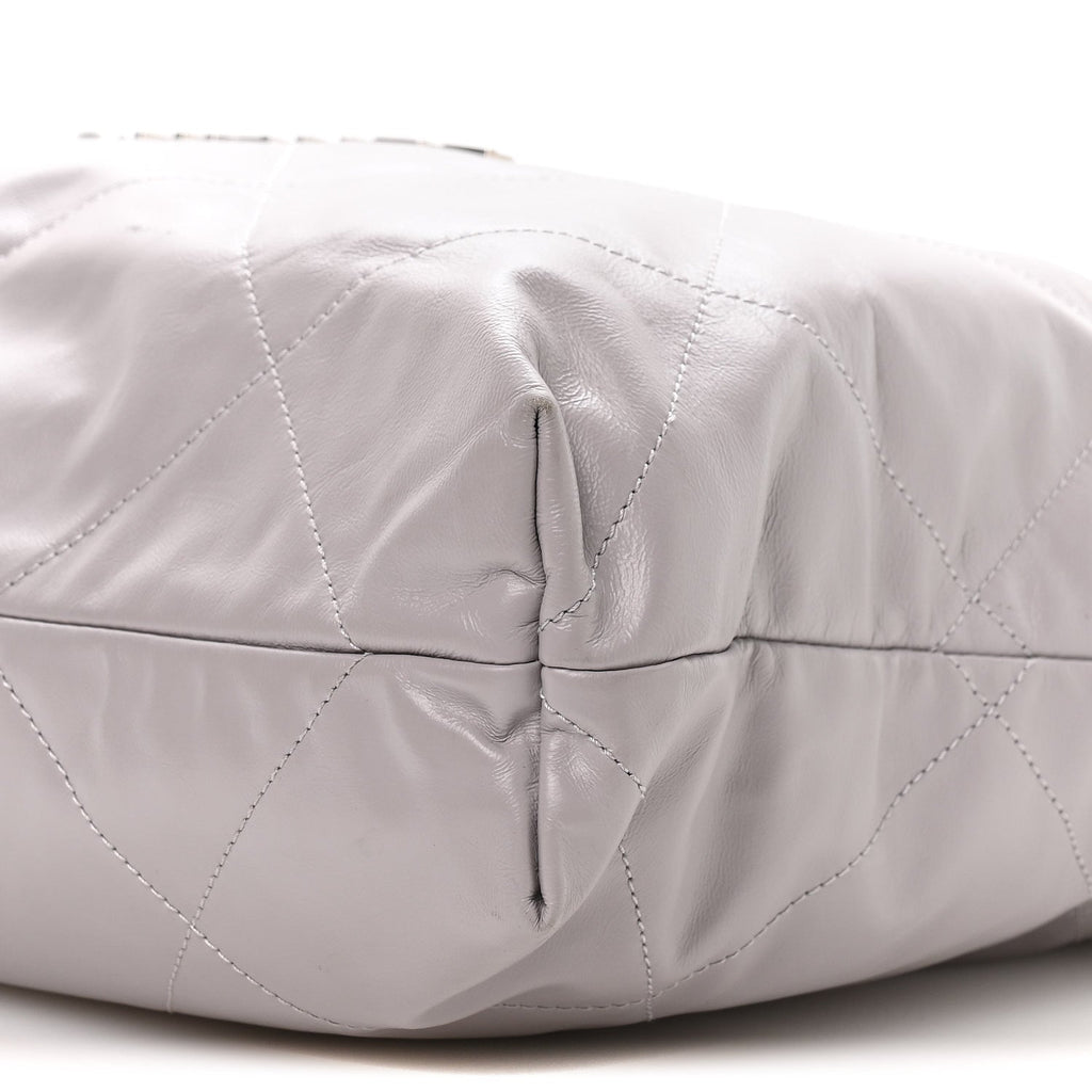 Shiny Calfskin Quilted Chanel 22 Grey
