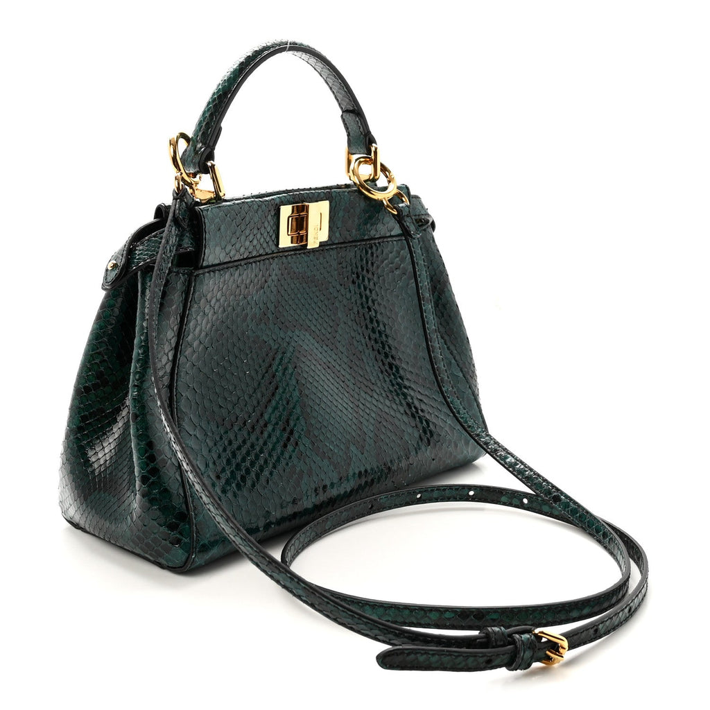 Snakeskin Shiny Nappa Mini Peekaboo Iconic Satchel Green