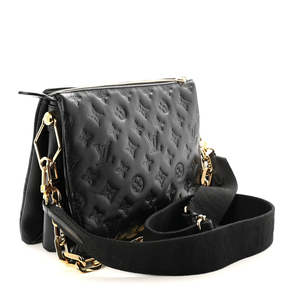 Lambskin Embossed Monogram Coussin PM Black