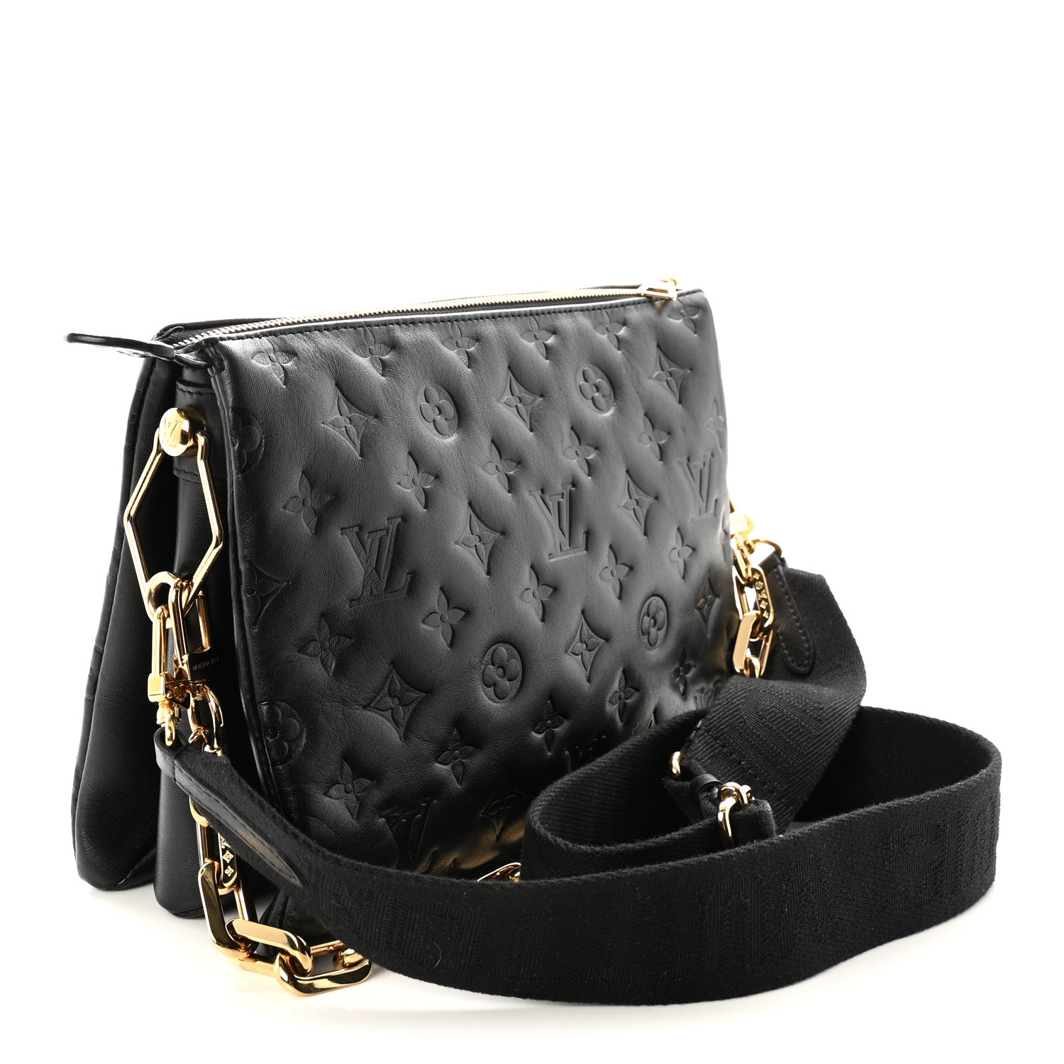 Lambskin Embossed Monogram Coussin PM Black