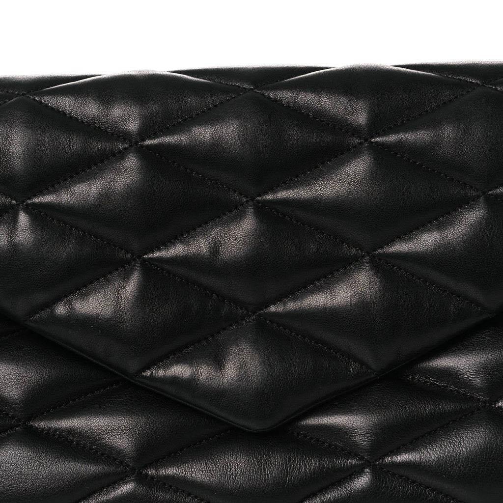 Lambskin Quilted Sade Puffer Envelope Clutch Black
