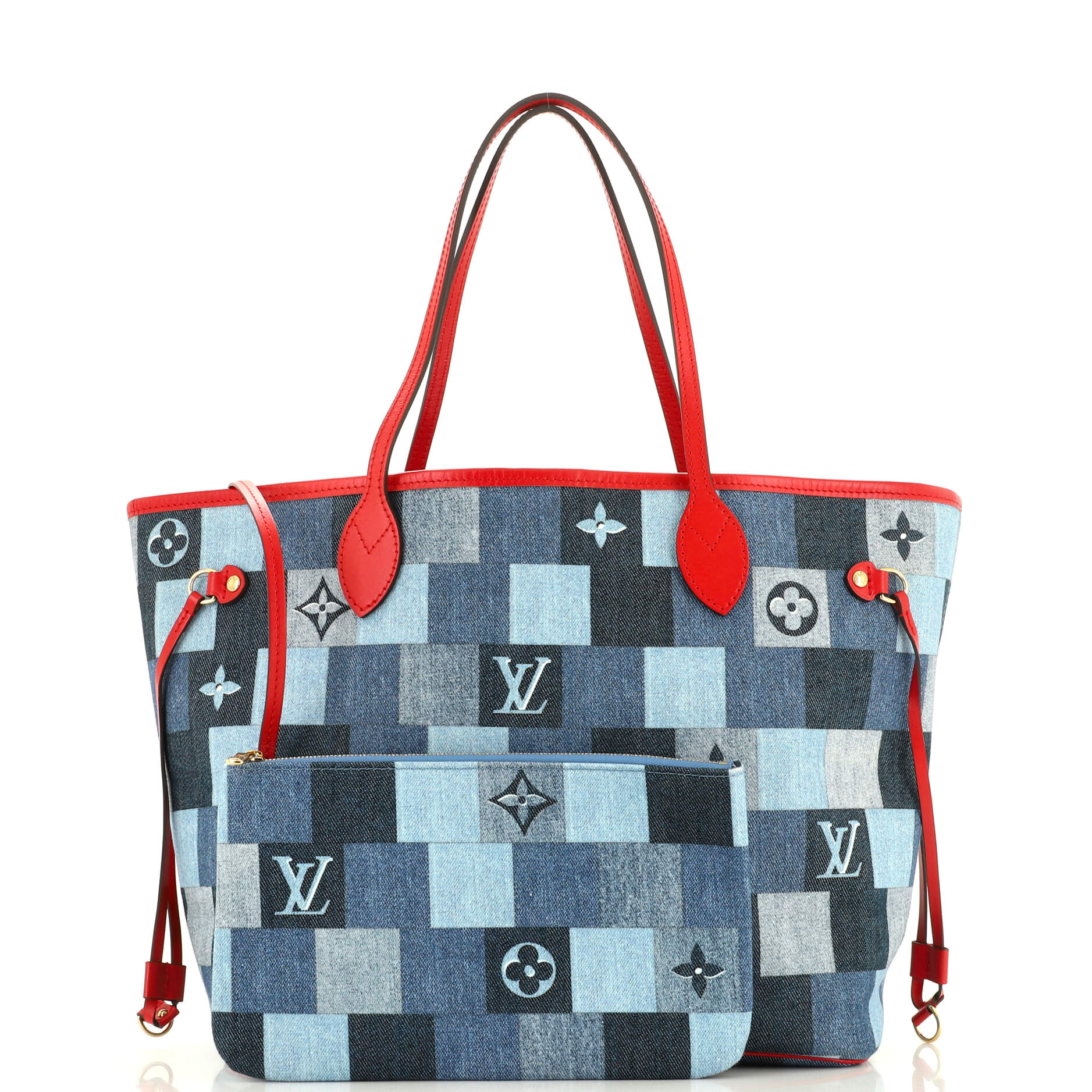 Louis Vuitton Neverfull Tote Damier and Monogram Patchwork Denim MM