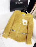 Chanel 23C Gold yellow tweed jacket size 38