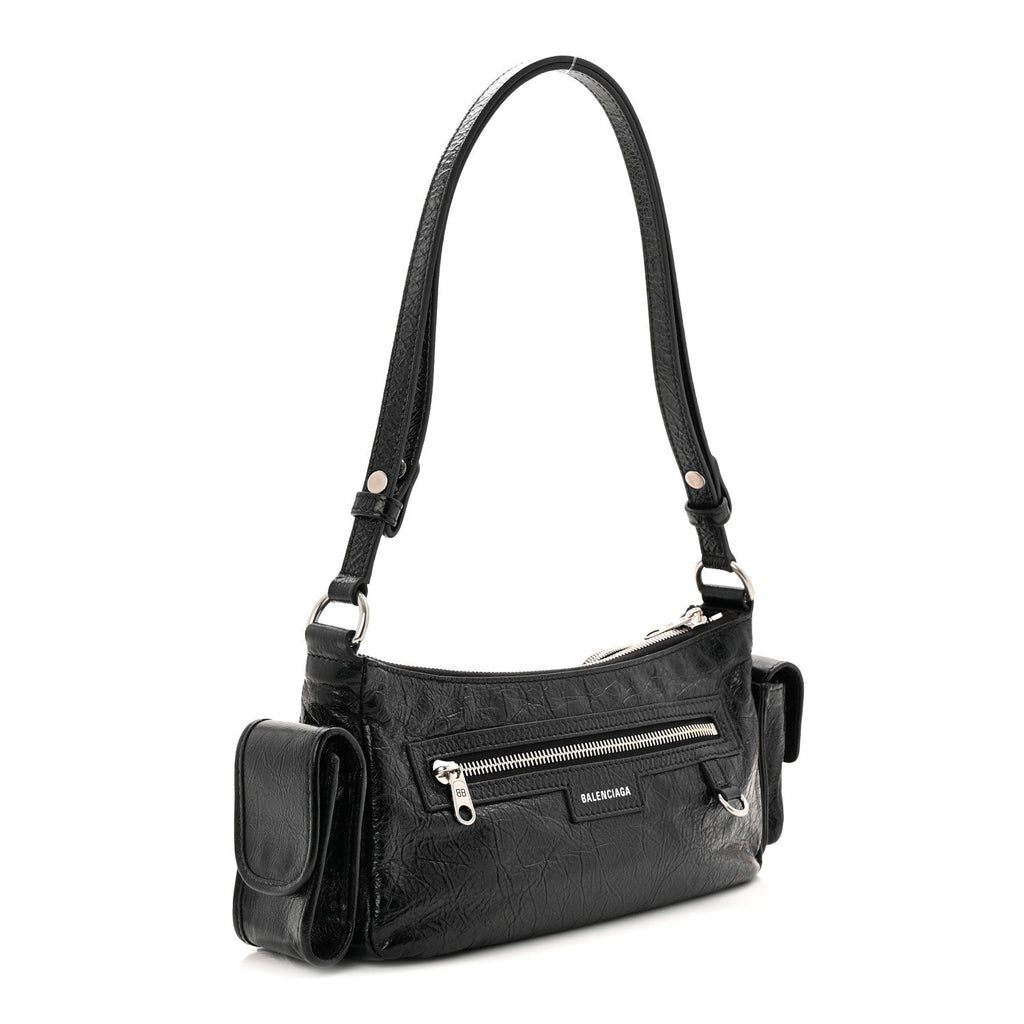 Agneau Arena Superbusy XS Sling Zip Shoulder Bag Black