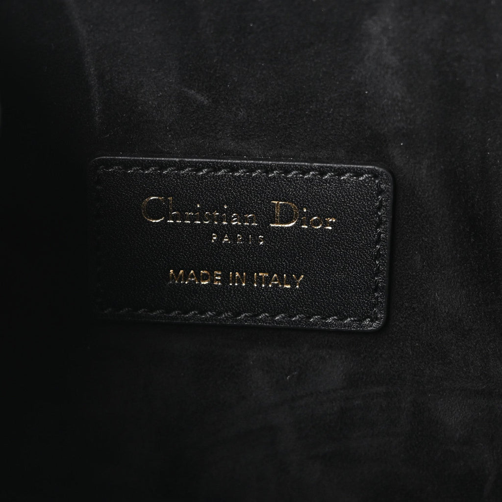 Calfskin CD Embossed Medium C'est Chain Bucket Bag Black