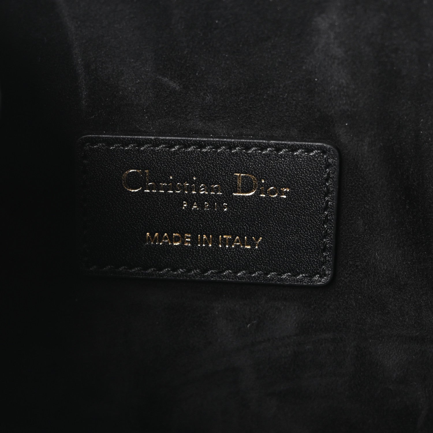 Calfskin CD Embossed Medium C'est Chain Bucket Bag Black