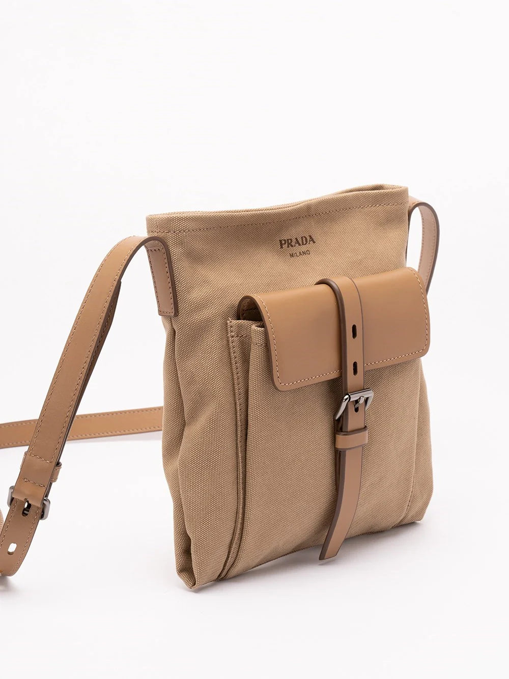 Prada Men Cotton And Leather Shoulder Bag