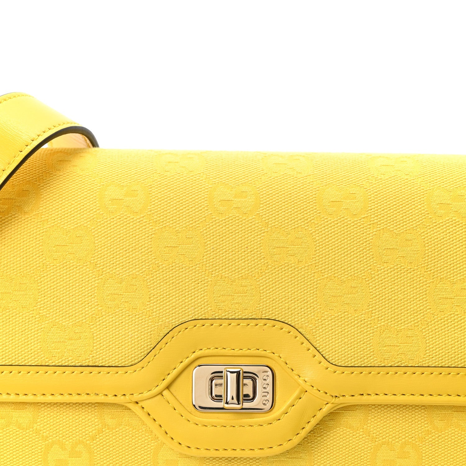 GG Monogram Textured Dollar Calfskin Small Luce Shoulder Bag Yellow