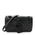 Calfskin Matelasse Monochrome Small GG Marmont Shoulder Bag Black