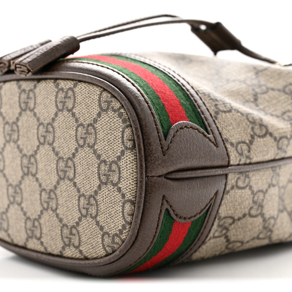 GG Supreme Monogram Web Mini Ophidia Bucket Bag Brown