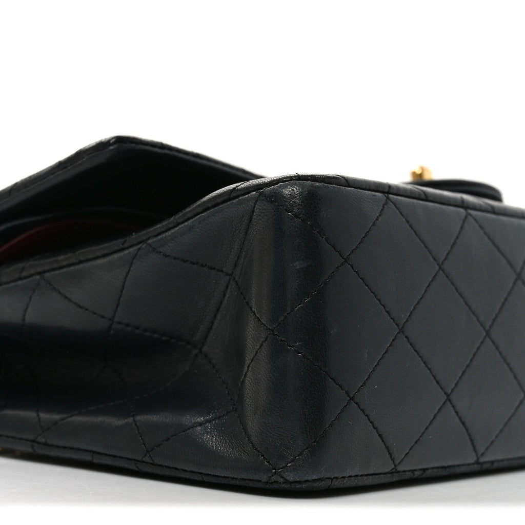 Lambskin Quilted Medium Double Flap Black