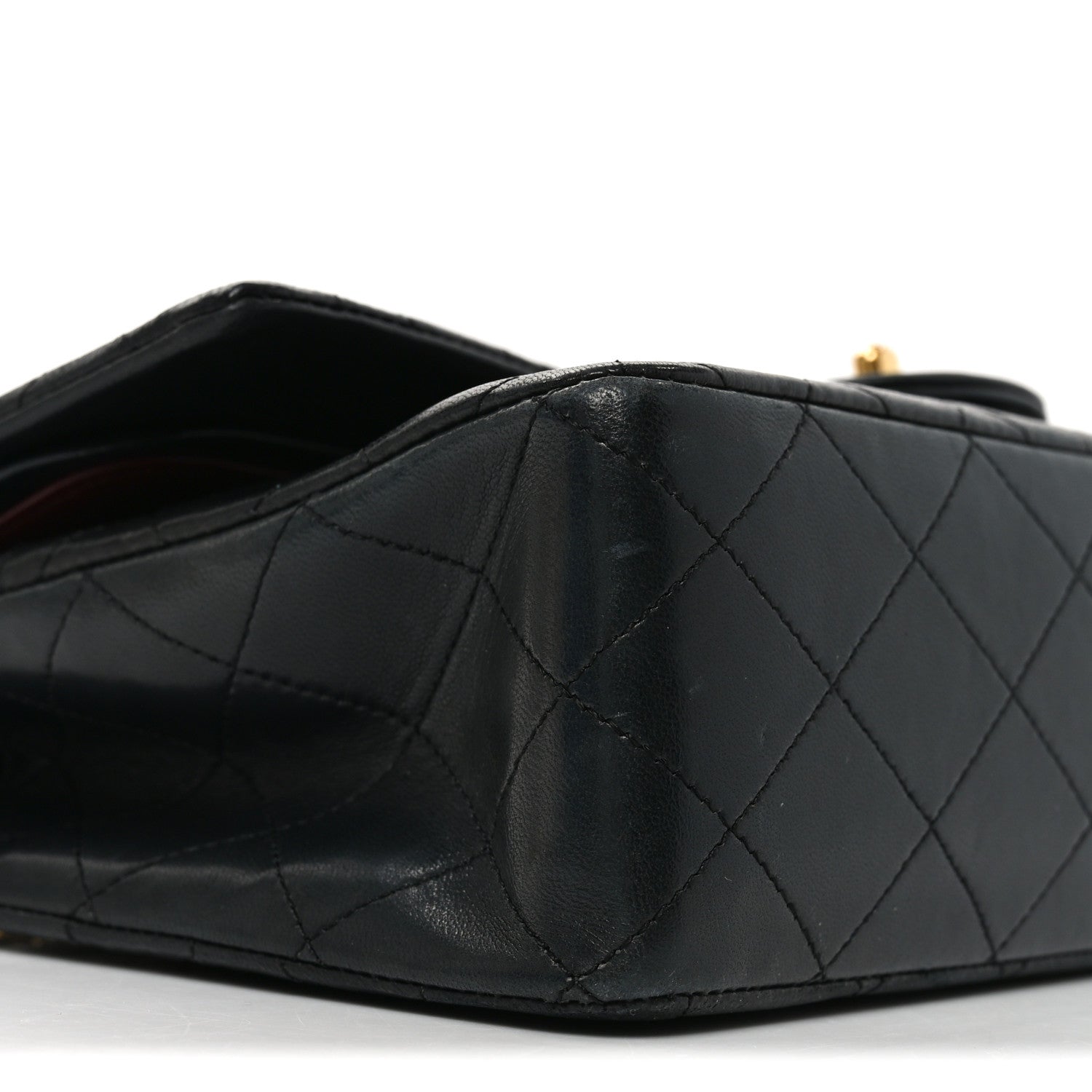 Lambskin Quilted Medium Double Flap Black